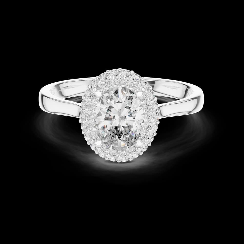 Double Halo Oval Shape Lab Grown Ring - Image 2 Double Halo Oval Shape Lab Grown Ring, view 2 of 6