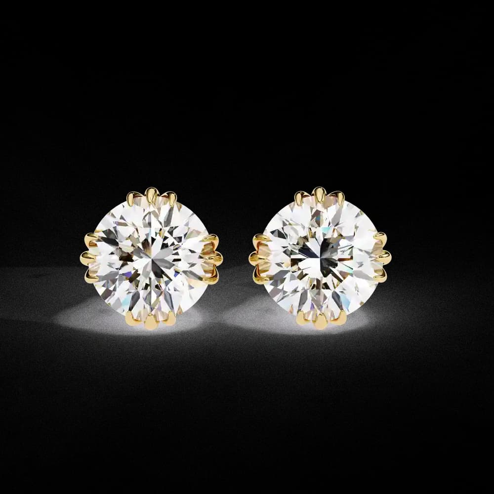 Eterna triple Prong Classic Solitaire Lab Grown Diamond Stud Earrings - Image 2 Eterna triple Prong Classic Solitaire Lab Grown Diamond Stud Earrings, view 2 of 16
