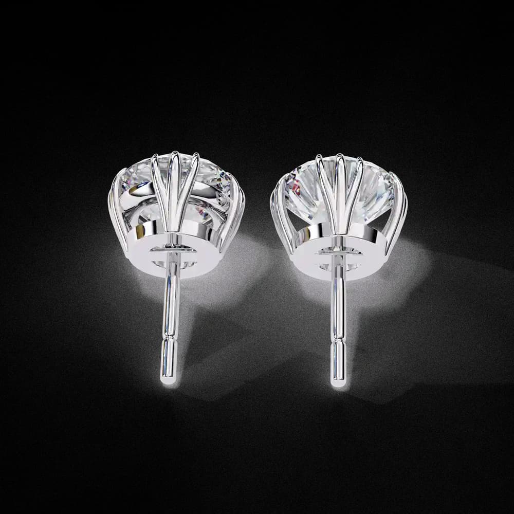 Eterna triple Prong Classic Solitaire Lab Grown Diamond Stud Earrings - Image 3 Eterna triple Prong Classic Solitaire Lab Grown Diamond Stud Earrings, view 3 of 16