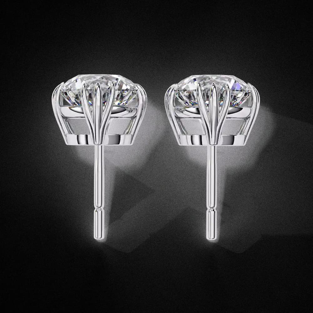 Eterna triple Prong Classic Solitaire Lab Grown Diamond Stud Earrings - Image 4 Eterna triple Prong Classic Solitaire Lab Grown Diamond Stud Earrings, view 4 of 16