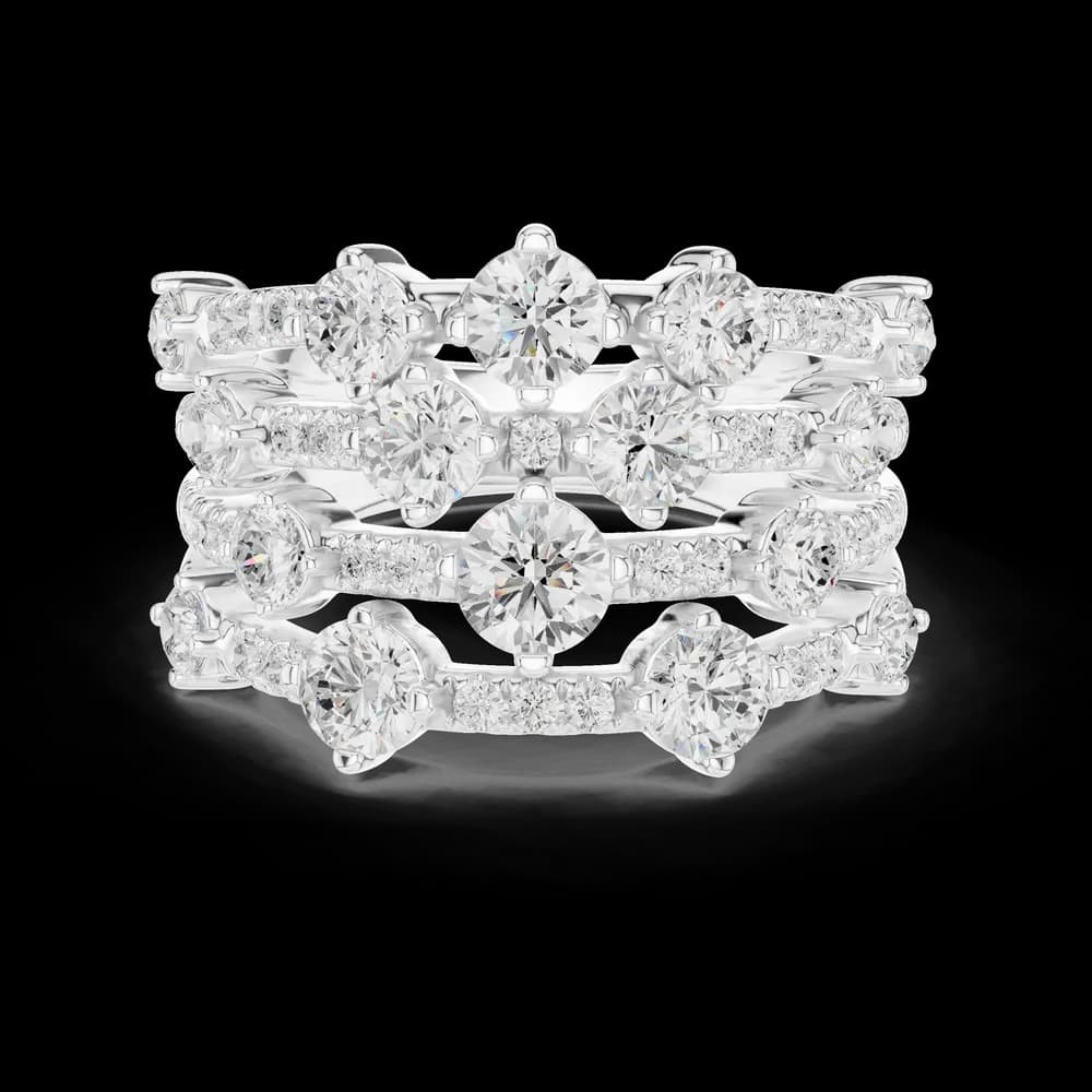Multi Row Cluster Lab Grown Diamond Ring - Image 2 Multi Row Cluster Lab Grown Diamond Ring, view 2 of 6