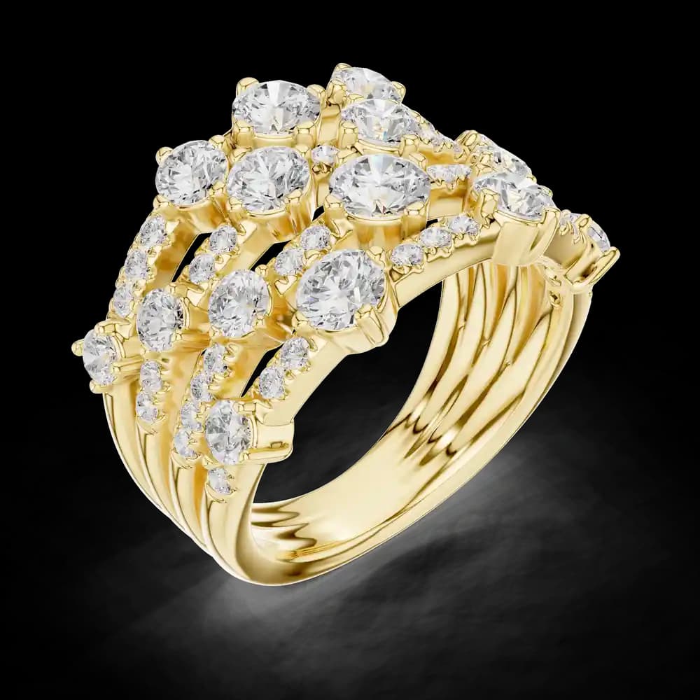 Multi Row Cluster Lab Grown Diamond Ring - Image 5 Multi Row Cluster Lab Grown Diamond Ring, view 5 of 6