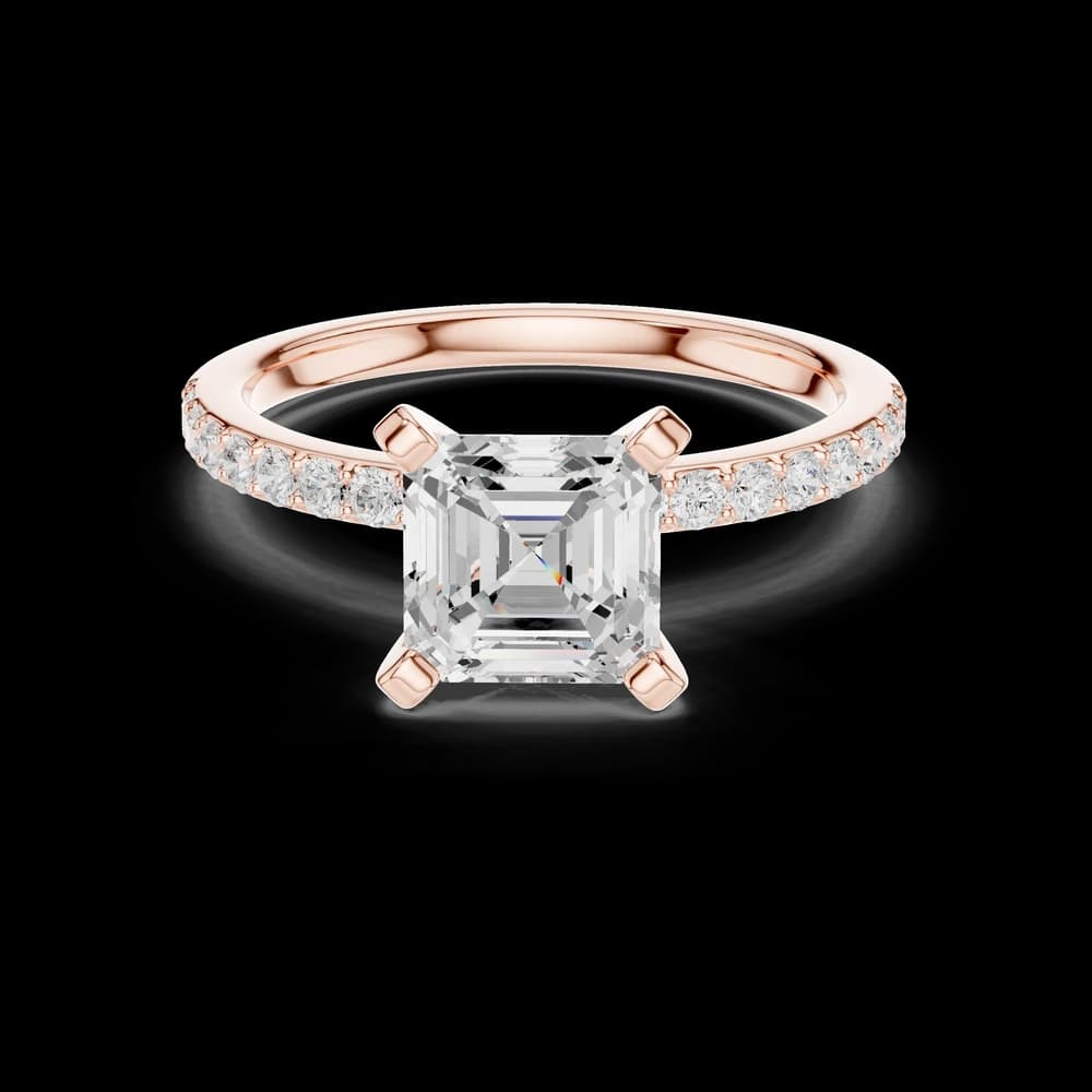 Asscher Cut With Pavé Lab Grown Diamond Ring - Image 1 Asscher Cut With Pavé Lab Grown Diamond Ring, view 1 of 6