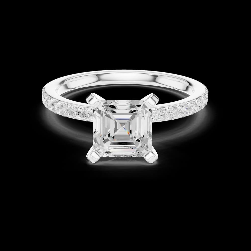 Asscher Cut With Pavé Lab Grown Diamond Ring - Image 2 Asscher Cut With Pavé Lab Grown Diamond Ring, view 2 of 6