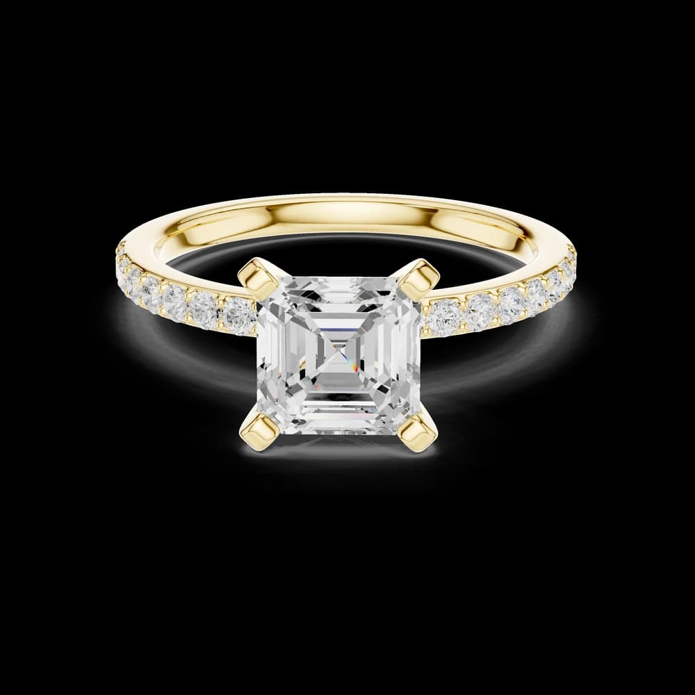 Asscher Cut With Pavé Lab Grown Diamond Ring - Image 3 Asscher Cut With Pavé Lab Grown Diamond Ring, view 3 of 6