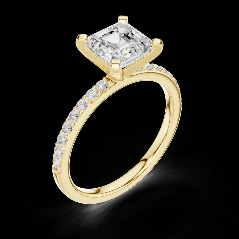 Asscher Cut With Pavé Lab Grown Diamond Ring - Image 5 Asscher Cut With Pavé Lab Grown Diamond Ring, view 5 of 6