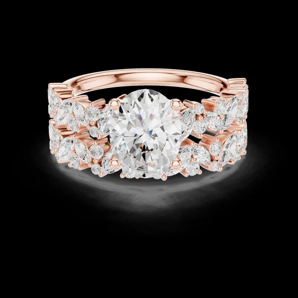 Marquise Accent Oval Lab Grown Diamond Ring - Image 1 Marquise Accent Oval Lab Grown Diamond Ring, view 1 of 6