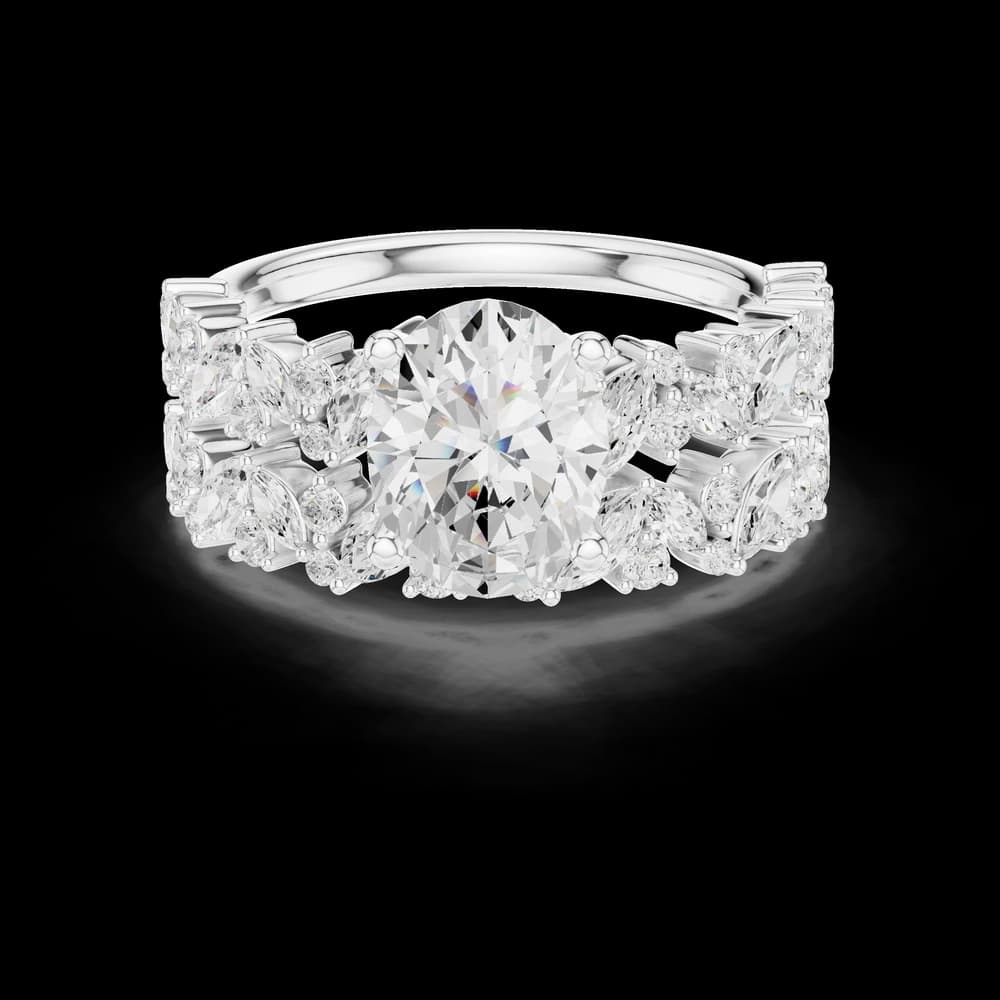 Marquise Accent Oval Lab Grown Diamond Ring - Image 2 Marquise Accent Oval Lab Grown Diamond Ring, view 2 of 6