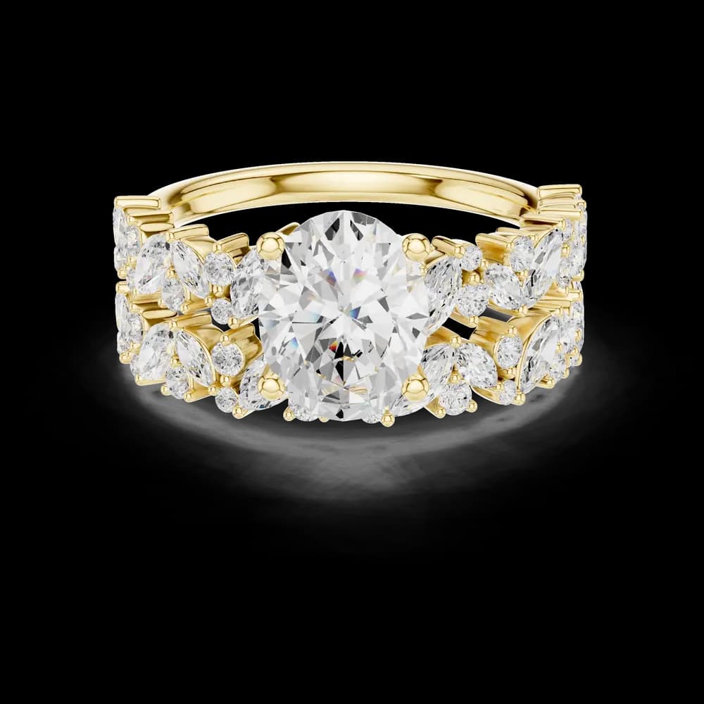 Marquise Accent Oval Lab Grown Diamond Ring - Image 3 Marquise Accent Oval Lab Grown Diamond Ring, view 3 of 6