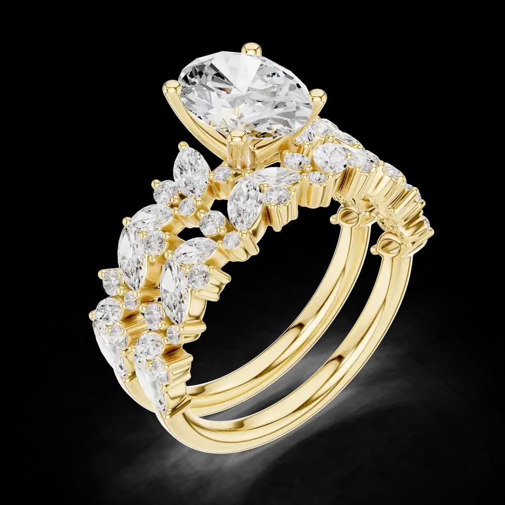 Marquise Accent Oval Lab Grown Diamond Ring - Image 5 Marquise Accent Oval Lab Grown Diamond Ring, view 5 of 6