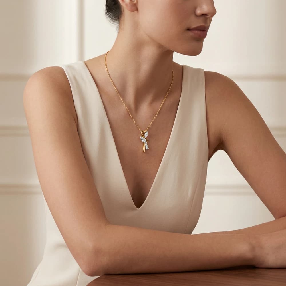 Eternal Love Knot Lab Grown Diamond Pendant - Image 3 Eternal Love Knot Lab Grown Diamond Pendant, view 3 of 5