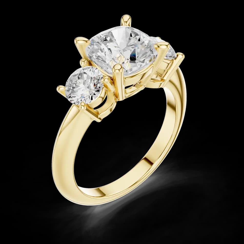 Cushion Center With Round Accents Lab Grown Diamond Ring - Image 5 Cushion Center With Round Accents Lab Grown Diamond Ring, view 5 of 6
