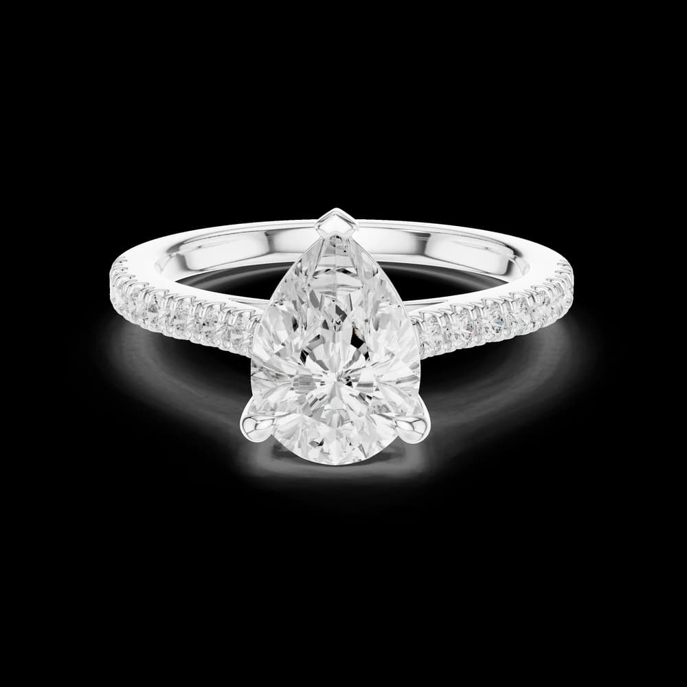Pear Center Stone Pavé Diamond Lab Grown Diamond Ring - Image 2 Pear Center Stone Pavé Diamond Lab Grown Diamond Ring, view 2 of 6
