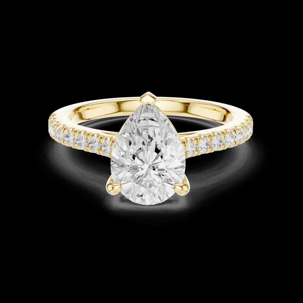 Pear Center Stone Pavé Diamond Lab Grown Diamond Ring - Image 3 Pear Center Stone Pavé Diamond Lab Grown Diamond Ring, view 3 of 6