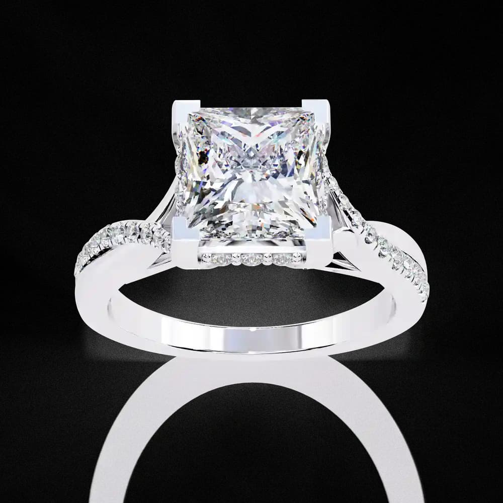 Ternate Twisted Princess Lab Grown Diamond Ring - Image 4 Ternate Twisted Princess Lab Grown Diamond Ring, view 4 of 13