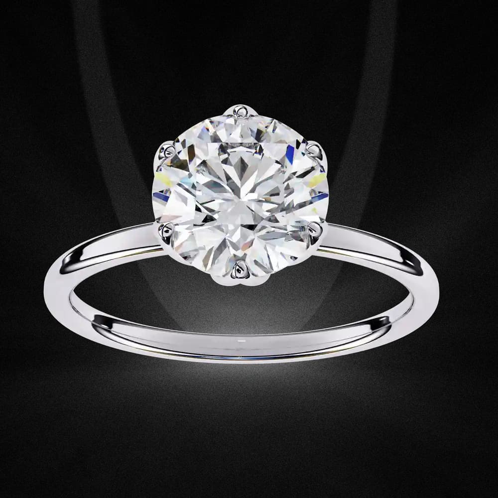 Classic Six Prong Round Solitaire Lab Grown Diamond Ring - Image 1 Classic Six Prong Round Solitaire Lab Grown Diamond Ring, view 1 of 4