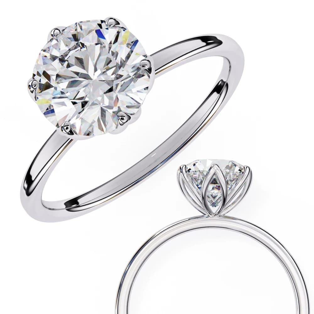 Classic Six Prong Round Solitaire Lab Grown Diamond Ring - Image 4 Classic Six Prong Round Solitaire Lab Grown Diamond Ring, view 4 of 4