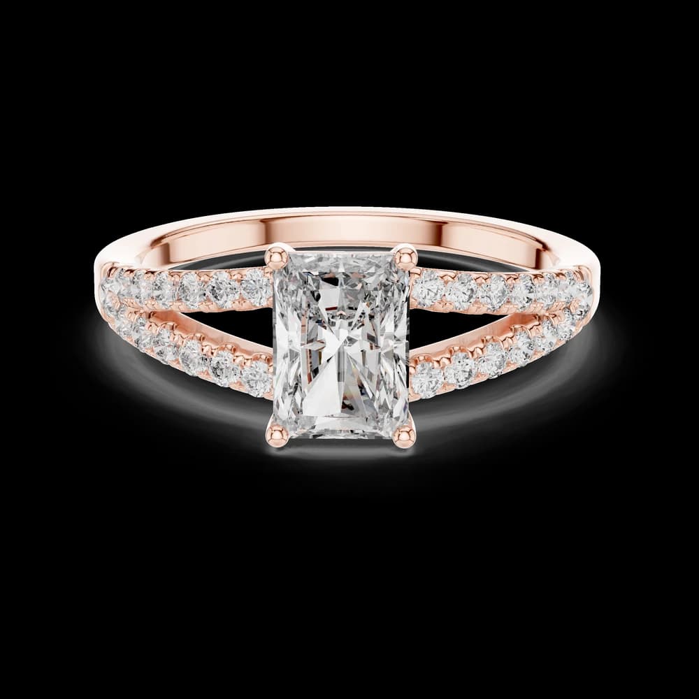 Radiant Cut Split Shank Lab Grown Diamond Ring - Image 1 Radiant Cut Split Shank Lab Grown Diamond Ring, view 1 of 6