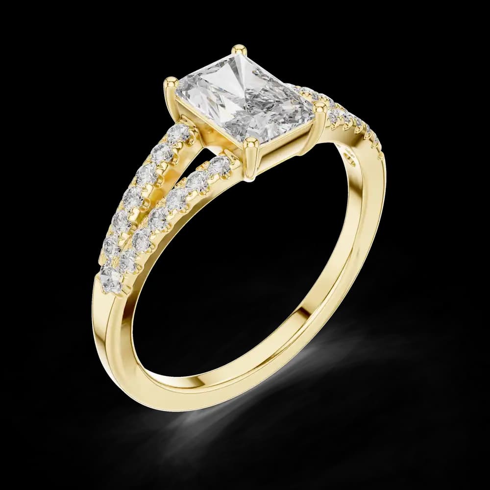 Radiant Cut Split Shank Lab Grown Diamond Ring - Image 5 Radiant Cut Split Shank Lab Grown Diamond Ring, view 5 of 6