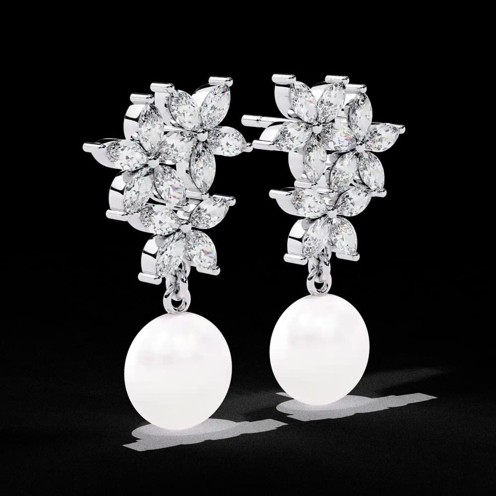 Lab Grown Diamond Ettika Best Day Crystal and Pearl Earrings - Image 10 Lab Grown Diamond Ettika Best Day Crystal and Pearl Earrings, view 10 of 18