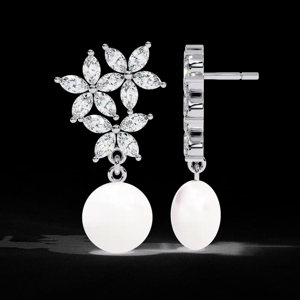 Lab Grown Diamond Ettika Best Day Crystal and Pearl Earrings - Image 16 Lab Grown Diamond Ettika Best Day Crystal and Pearl Earrings, view 16 of 18