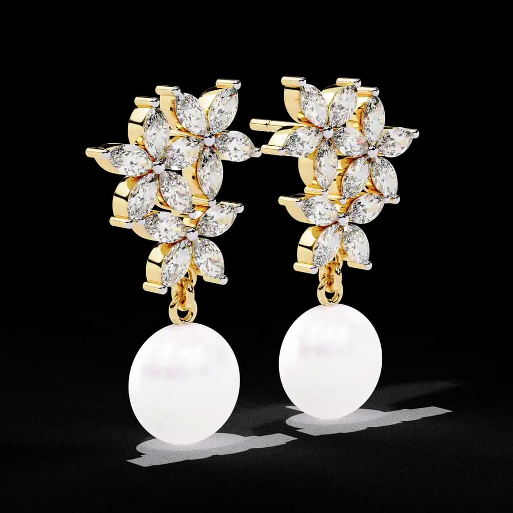 Lab Grown Diamond Ettika Best Day Crystal and Pearl Earrings - Image 2 Lab Grown Diamond Ettika Best Day Crystal and Pearl Earrings, view 2 of 18