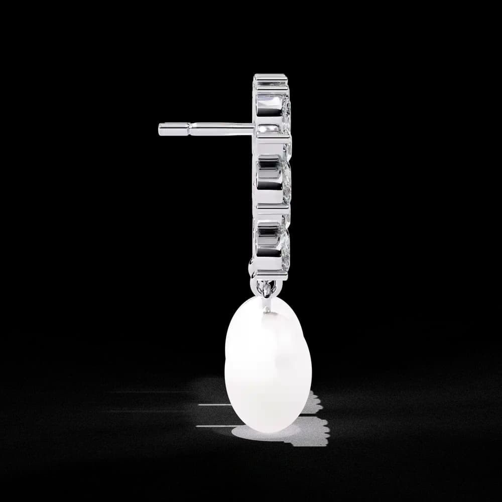 Lab Grown Diamond Ettika Best Day Crystal and Pearl Earrings - Image 5 Lab Grown Diamond Ettika Best Day Crystal and Pearl Earrings, view 5 of 18