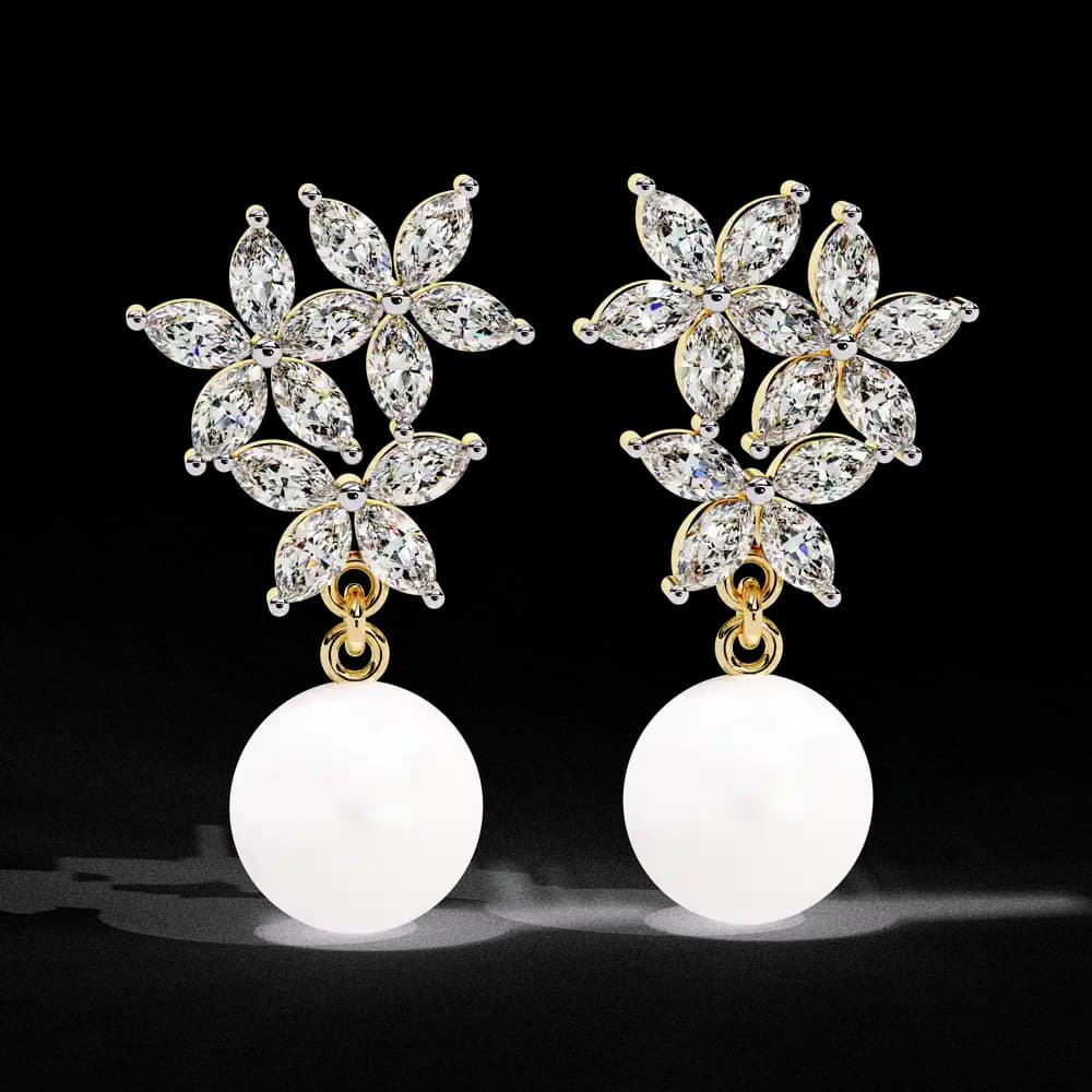 Lab Grown Diamond Ettika Best Day Crystal and Pearl Earrings - Image 8 Lab Grown Diamond Ettika Best Day Crystal and Pearl Earrings, view 8 of 18