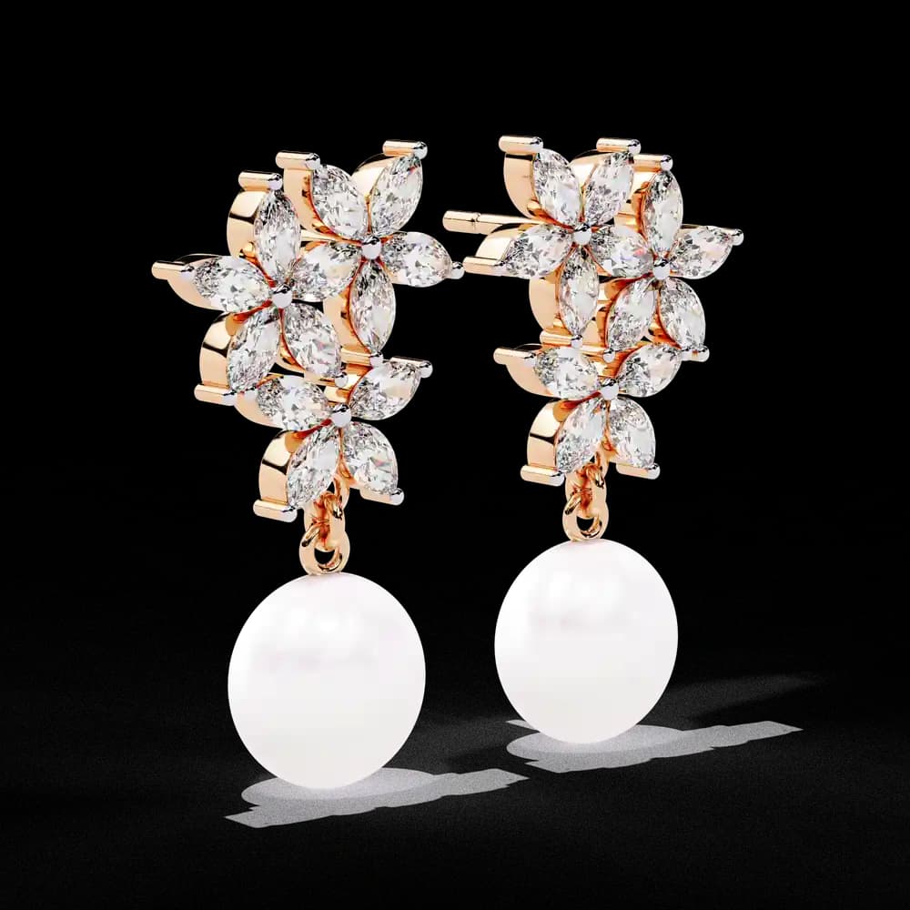 Lab Grown Diamond Ettika Best Day Crystal and Pearl Earrings - Image 9 Lab Grown Diamond Ettika Best Day Crystal and Pearl Earrings, view 9 of 18