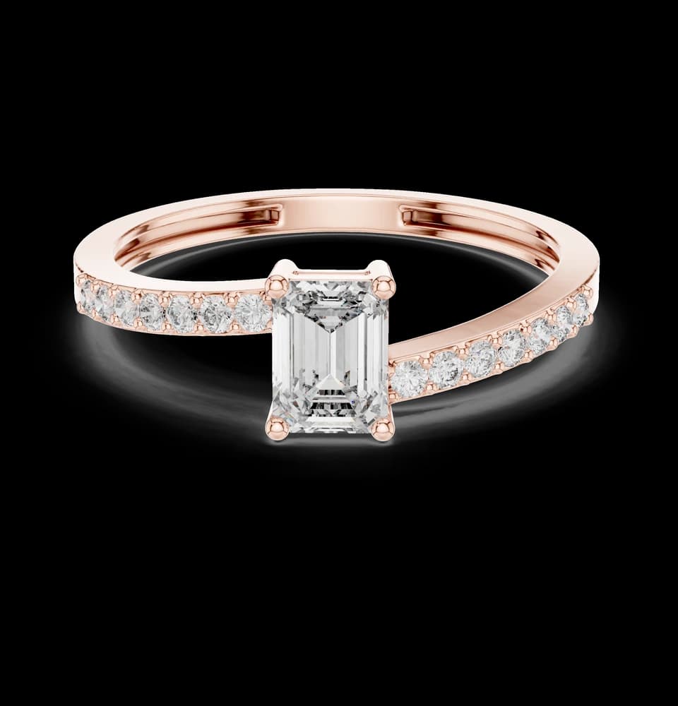 Emerald Cut Bypass Lab Grown Diamond Ring - Image 1 Emerald Cut Bypass Lab Grown Diamond Ring, view 1 of 6