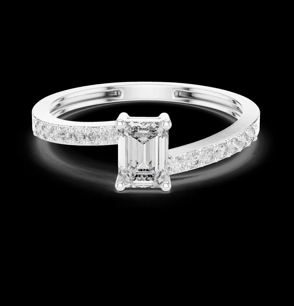 Emerald Cut Bypass Lab Grown Diamond Ring - Image 2 Emerald Cut Bypass Lab Grown Diamond Ring, view 2 of 6