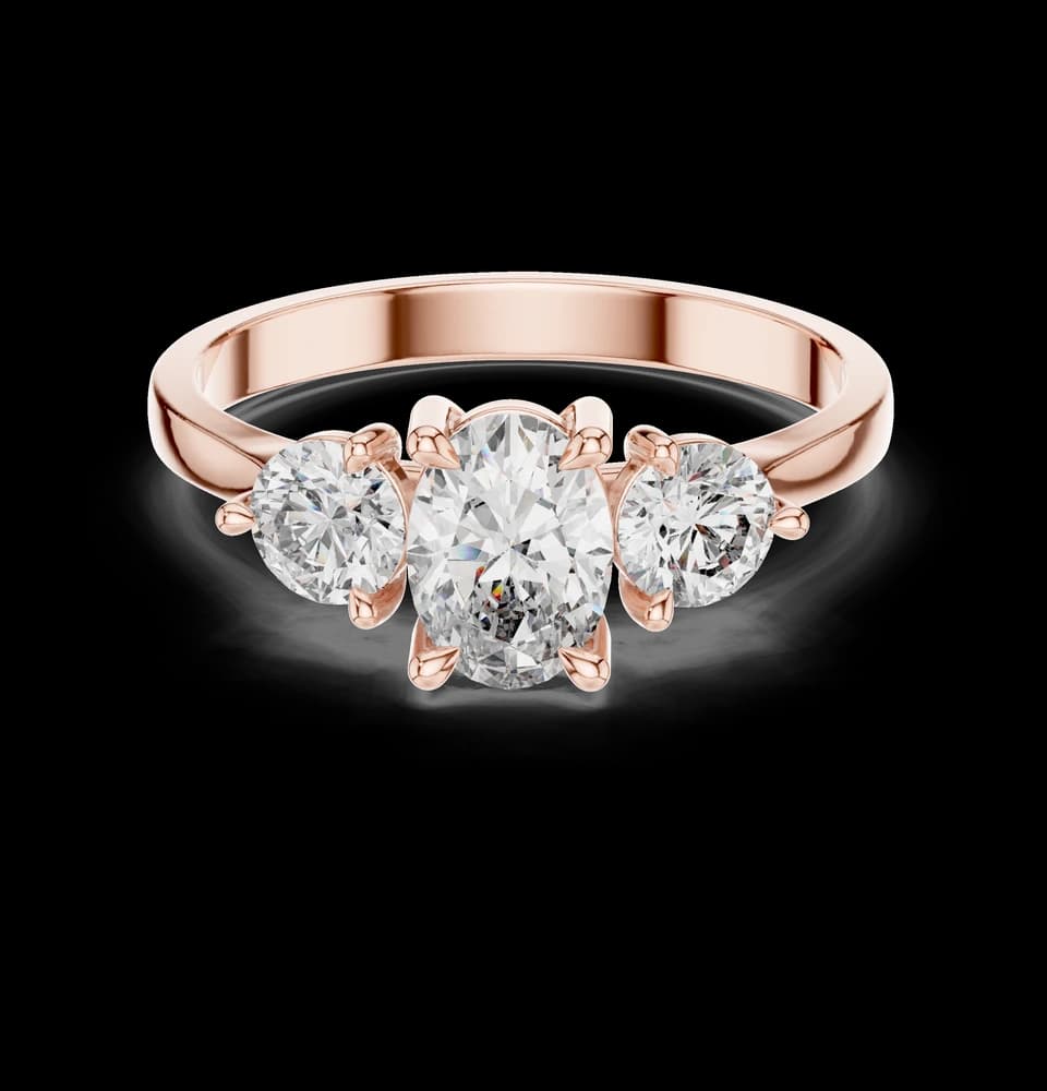 Exquisite 0.7ct Oval & Round Diamond Lab Grown Diamond Ring - Image 1 Exquisite 0.7ct Oval & Round Diamond Lab Grown Diamond Ring, view 1 of 6