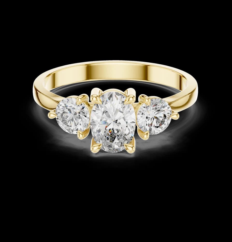 Exquisite 0.7ct Oval & Round Diamond Lab Grown Diamond Ring - Image 3 Exquisite 0.7ct Oval & Round Diamond Lab Grown Diamond Ring, view 3 of 6