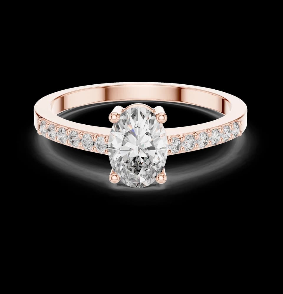 Oval Pavé Lab Grown Diamond Engagement Ring - Image 1 Oval Pavé Lab Grown Diamond Engagement Ring, view 1 of 6