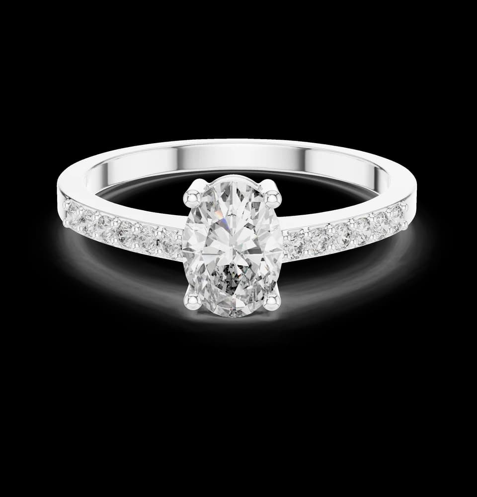 Oval Pavé Lab Grown Diamond Engagement Ring - Image 2 Oval Pavé Lab Grown Diamond Engagement Ring, view 2 of 6