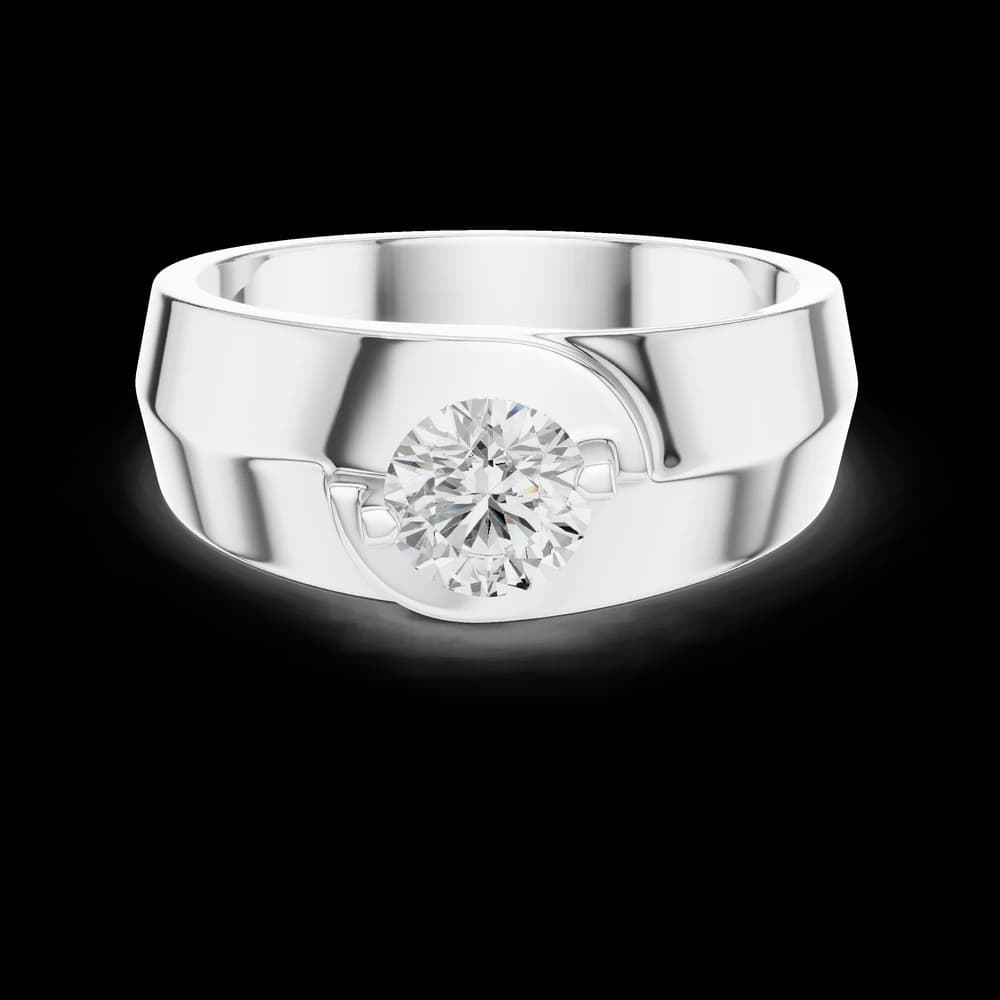 Tension Set Round Cut Diamond Men's Ring - Image 2 Tension Set Round Cut Diamond Men's Ring, view 2 of 6