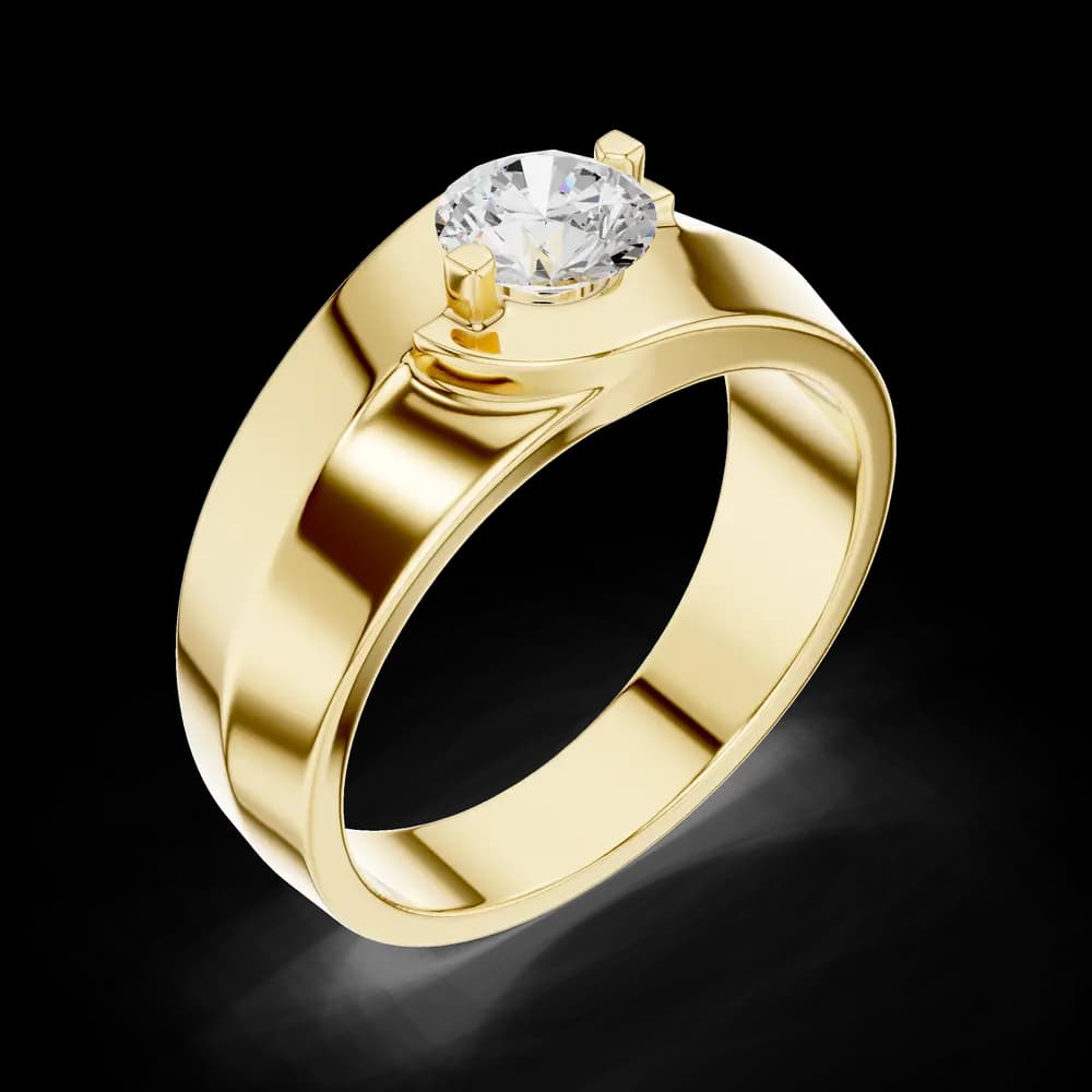Tension Set Round Cut Diamond Men's Ring - Image 5 Tension Set Round Cut Diamond Men's Ring, view 5 of 6