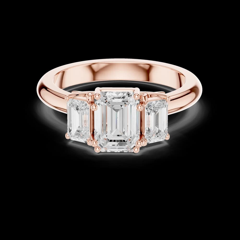 Emerald Cut Three Stone Lab Grown Ring - Image 2 Emerald Cut Three Stone Lab Grown Ring, view 2 of 8
