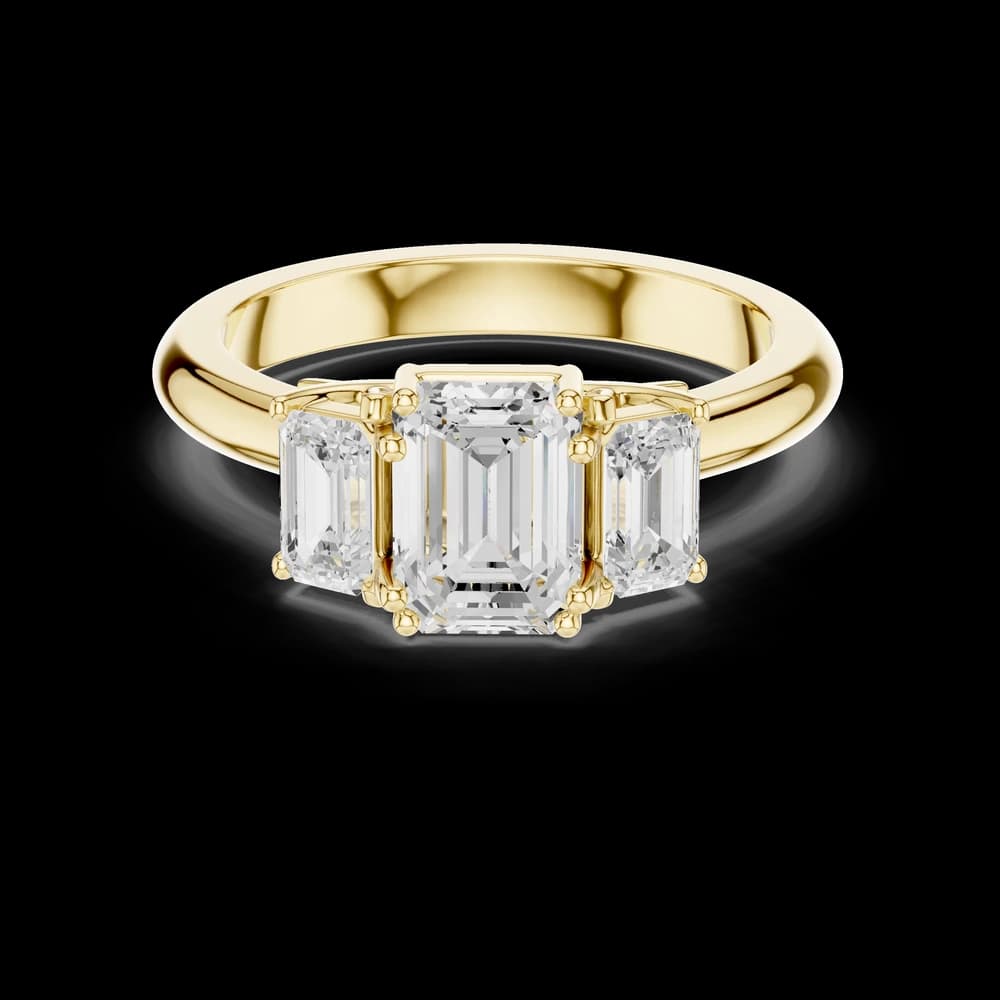 Emerald Cut Three Stone Lab Grown Ring - Image 5 Emerald Cut Three Stone Lab Grown Ring, view 5 of 8