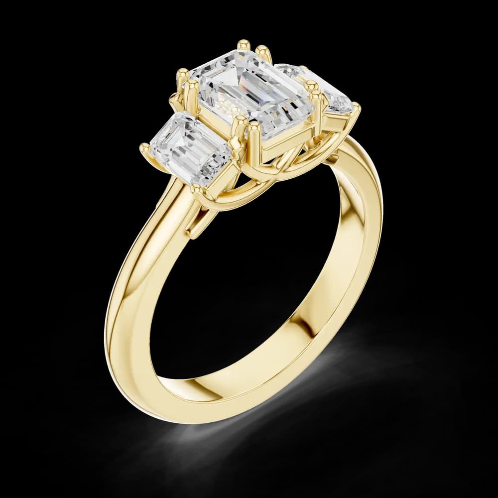 Emerald Cut Three Stone Lab Grown Ring - Image 6 Emerald Cut Three Stone Lab Grown Ring, view 6 of 8