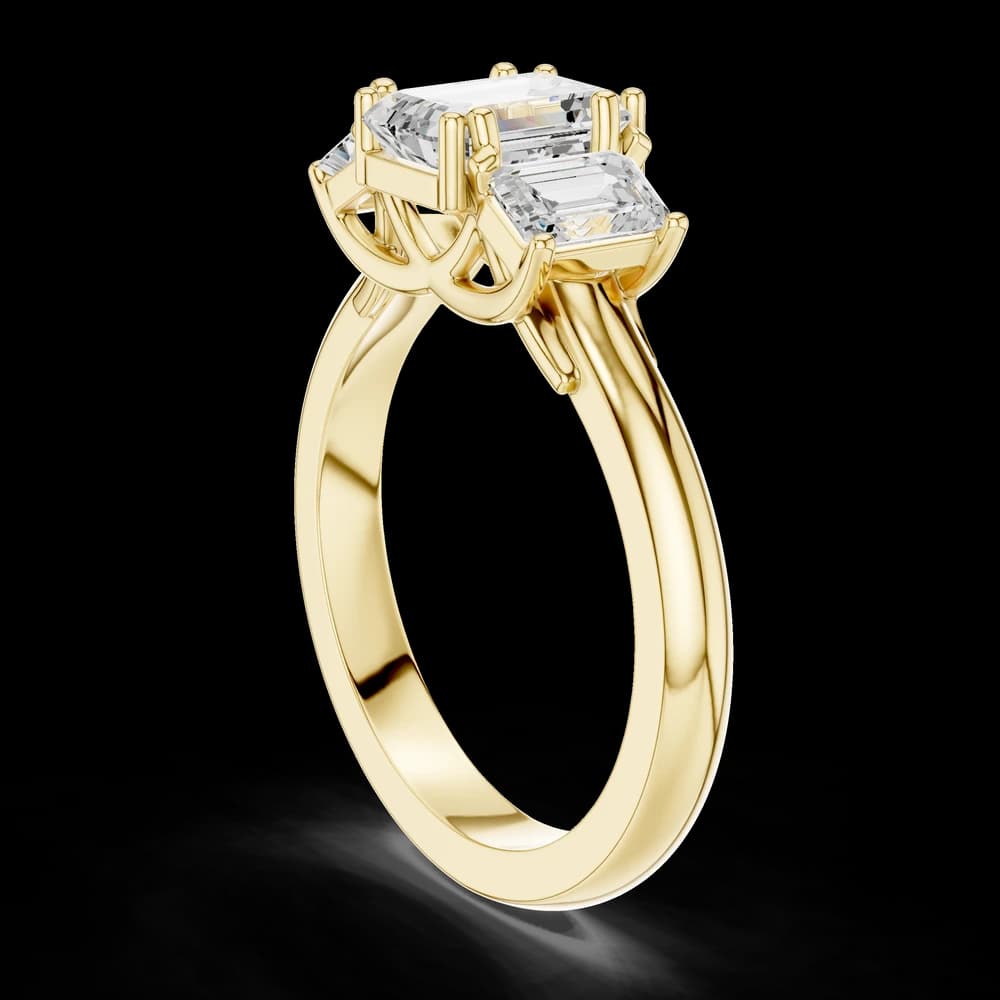 Emerald Cut Three Stone Lab Grown Ring - Image 8 Emerald Cut Three Stone Lab Grown Ring, view 8 of 8