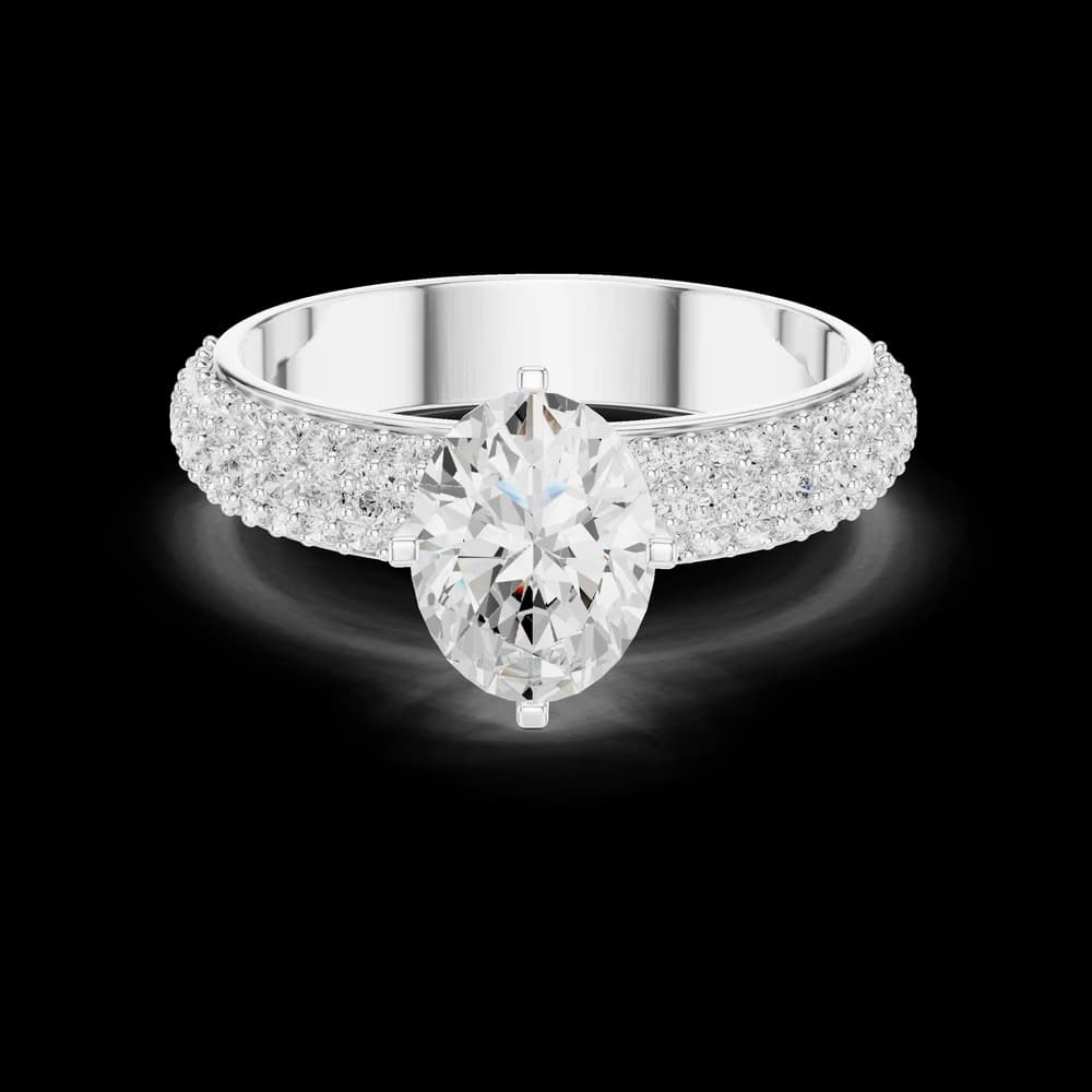 Oval Cut Triple Row Pavé Lab Grown Ring - Image 2 Oval Cut Triple Row Pavé Lab Grown Ring, view 2 of 6