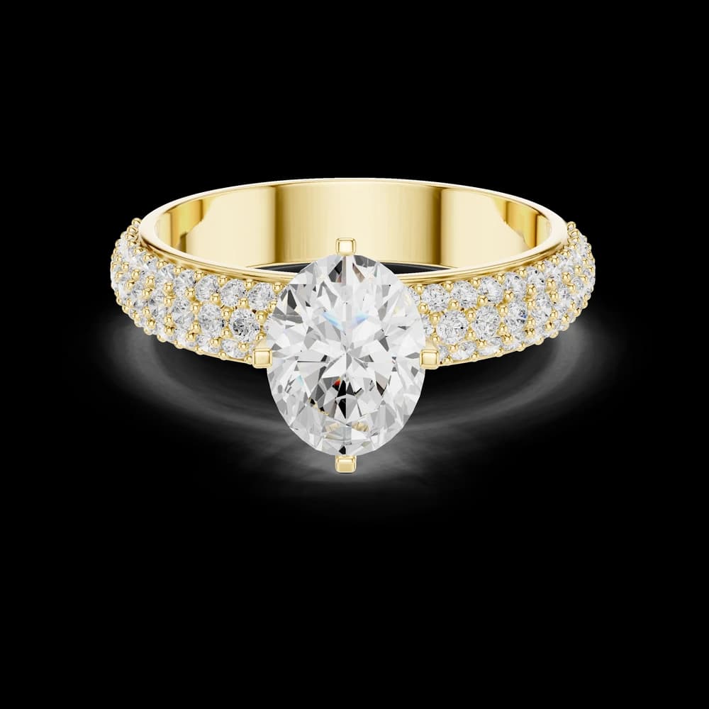 Oval Cut Triple Row Pavé Lab Grown Ring - Image 3 Oval Cut Triple Row Pavé Lab Grown Ring, view 3 of 6