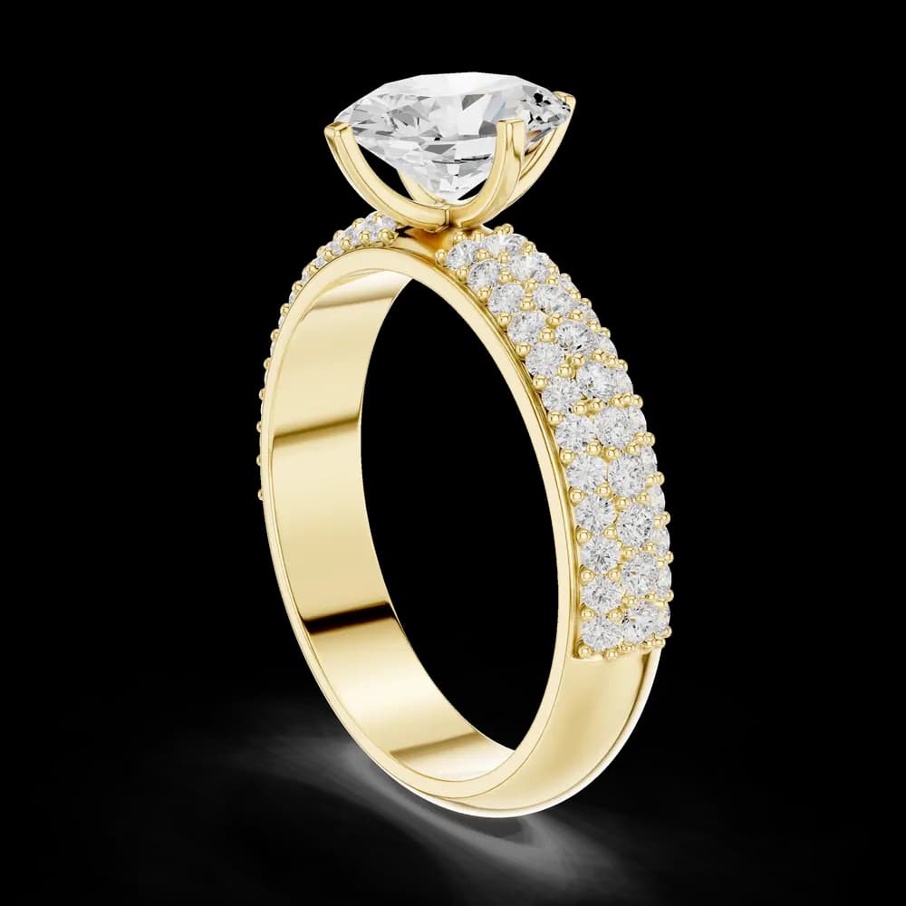 Oval Cut Triple Row Pavé Lab Grown Ring - Image 4 Oval Cut Triple Row Pavé Lab Grown Ring, view 4 of 6