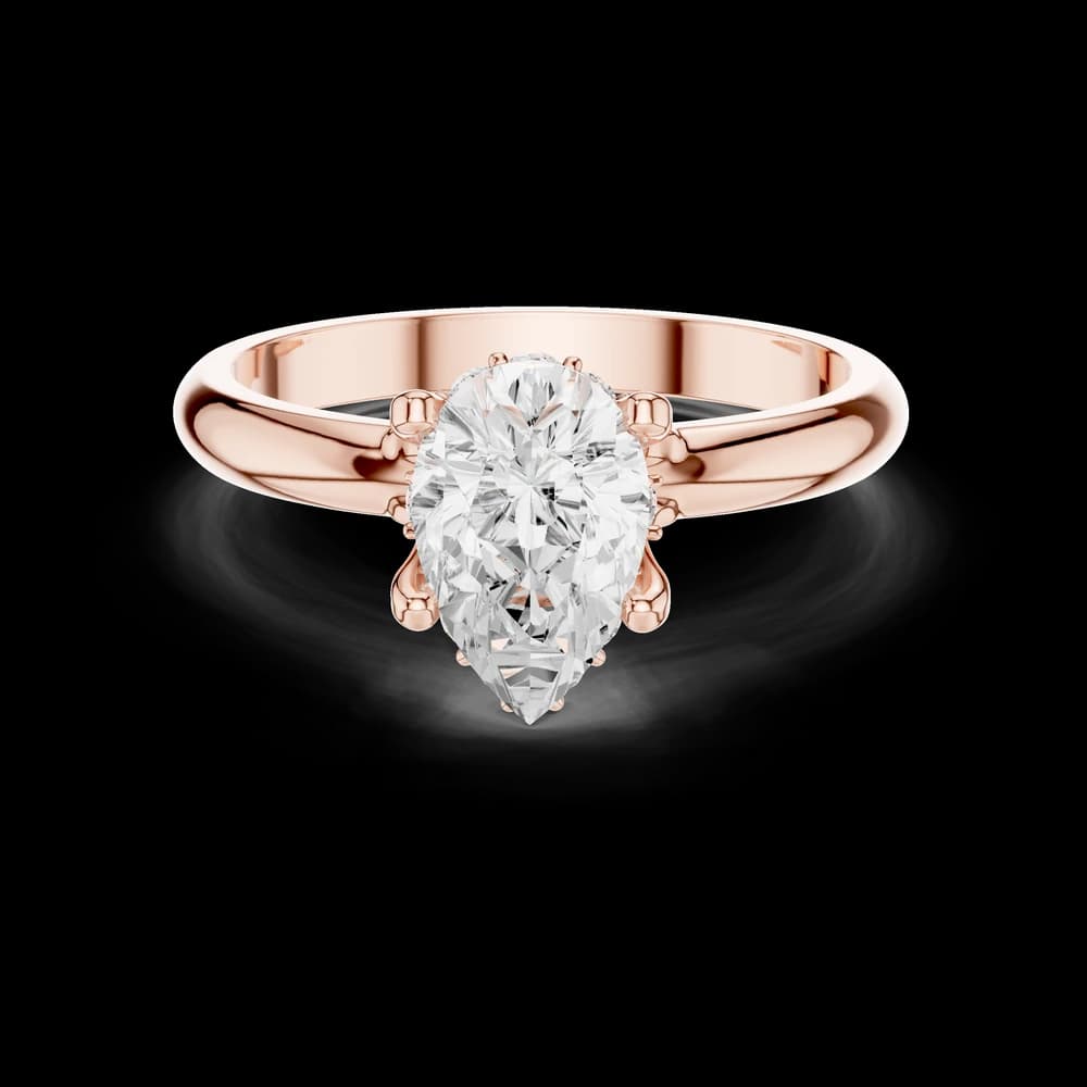 Pear Cut Solitaire Gold Lab Grown Ring - Image 1 Pear Cut Solitaire Gold Lab Grown Ring, view 1 of 6