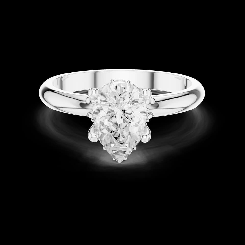 Pear Cut Solitaire Gold Lab Grown Ring - Image 2 Pear Cut Solitaire Gold Lab Grown Ring, view 2 of 6