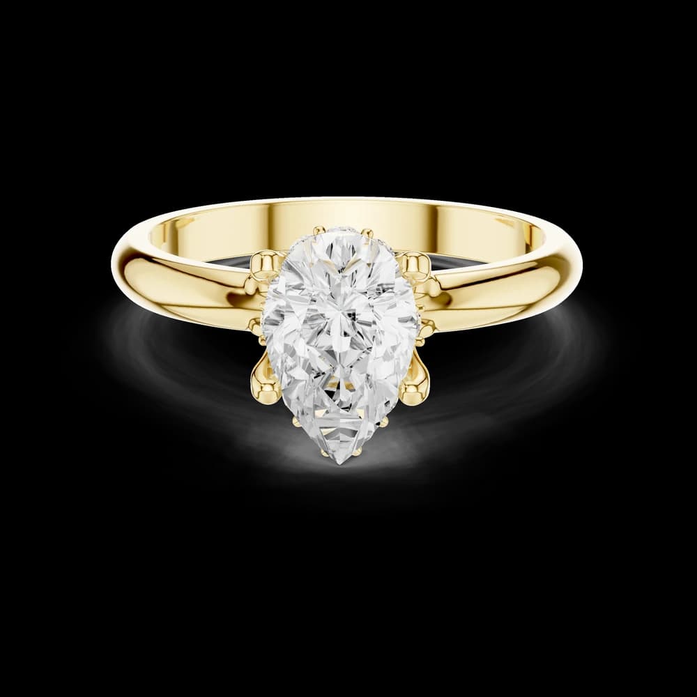 Pear Cut Solitaire Gold Lab Grown Ring - Image 3 Pear Cut Solitaire Gold Lab Grown Ring, view 3 of 6