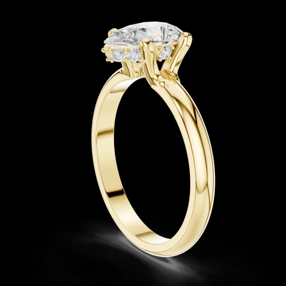 Pear Cut Solitaire Gold Lab Grown Ring - Image 4 Pear Cut Solitaire Gold Lab Grown Ring, view 4 of 6