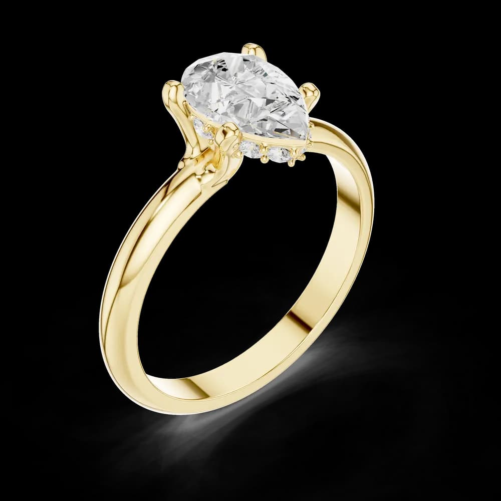 Pear Cut Solitaire Gold Lab Grown Ring - Image 5 Pear Cut Solitaire Gold Lab Grown Ring, view 5 of 6