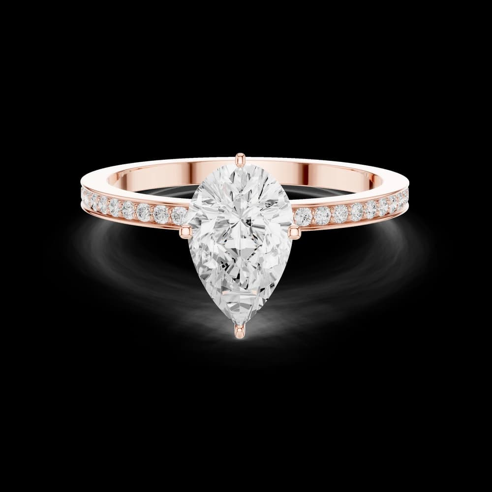 Stunning 1 ct Pear Pave Detail Lab Grown Ring - Image 2 Stunning 1 ct Pear Pave Detail Lab Grown Ring, view 2 of 7